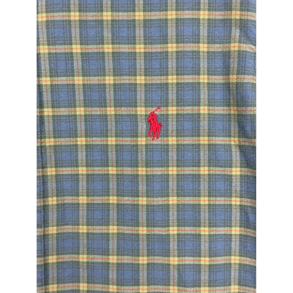 Polo Ralph Lauren Mens Plaid Button Down Shirt Blue Green Yellow Cotton‎ M 9391